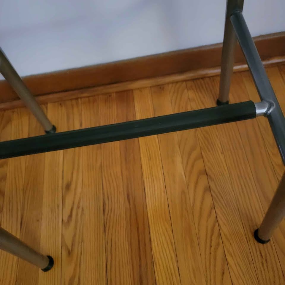 Oval white  plastic and metal Ikea stool - photo 3