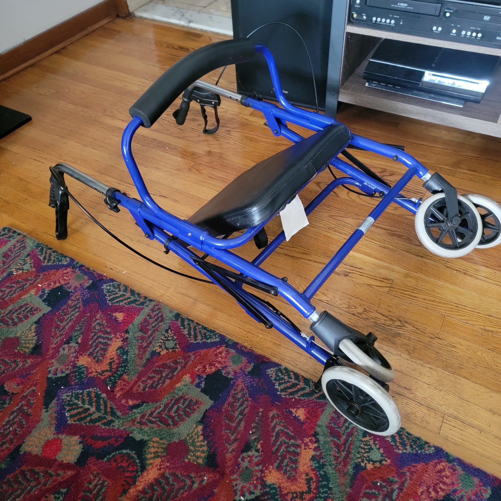 Duro-Med rollator walker with seat, folding, blue - photo 3
