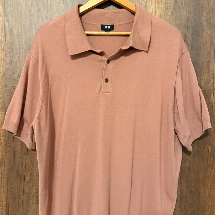 UNIQLO Knit Polo Shirt — Dusty Rose, Size XL (New) - photo 3