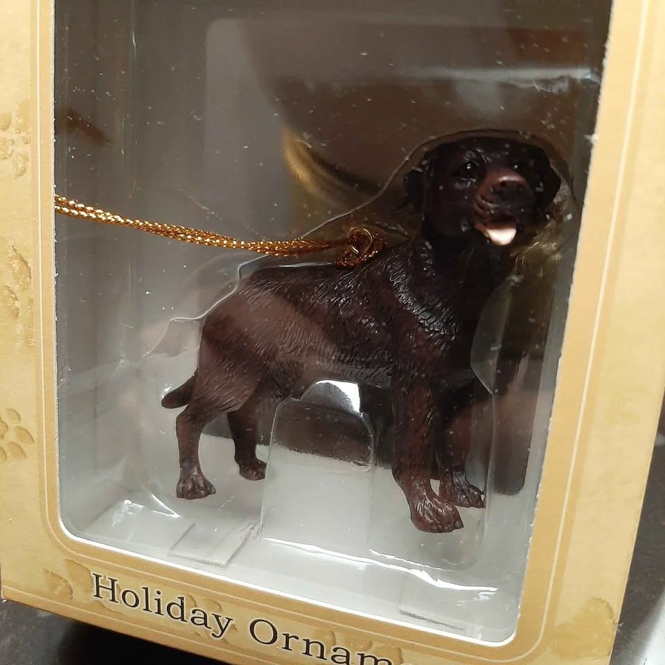 Chocolate lab dog Christmas ornament Border fine arts - photo 3