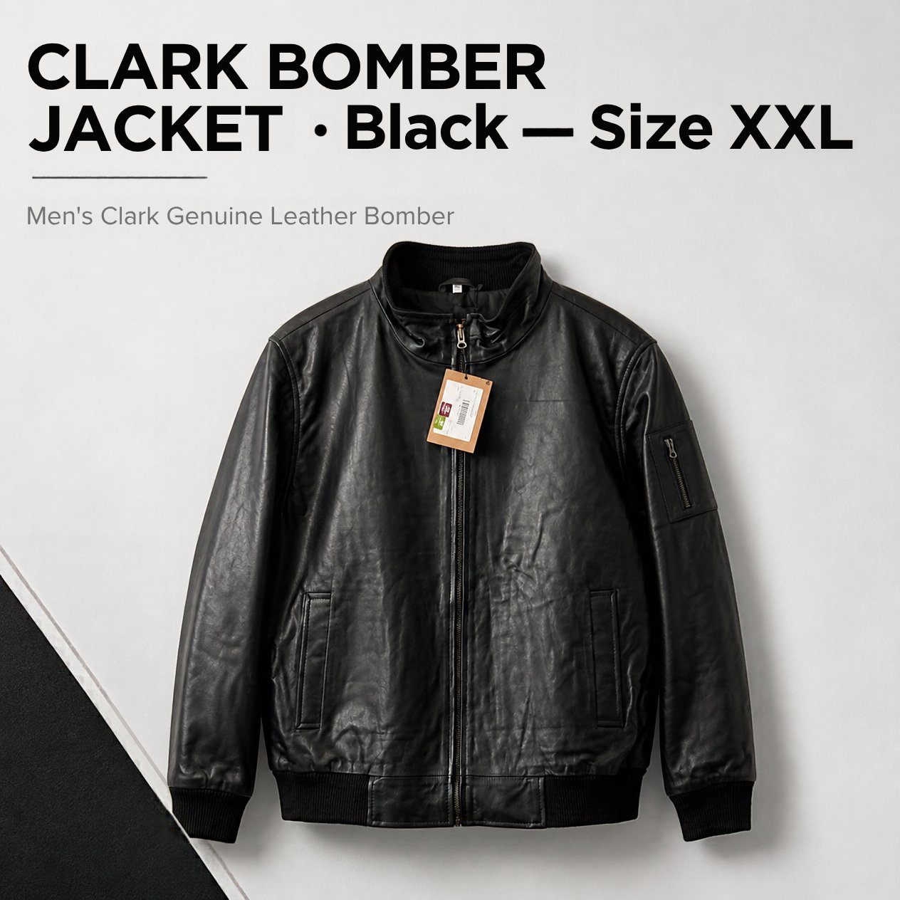 JKT-008 — Men's Clark leather bomber jacket — brand new size XXL