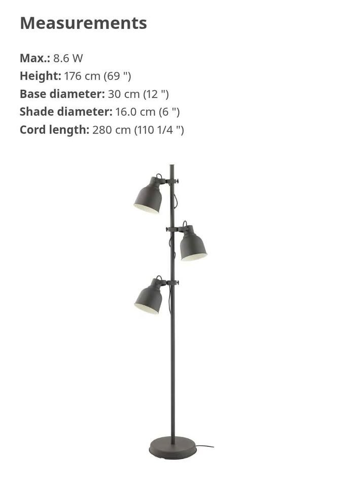 IKEA HEKTAR Floor Lamp with, Dark Gray + 6 RGB Bulbs & Remote - photo 3