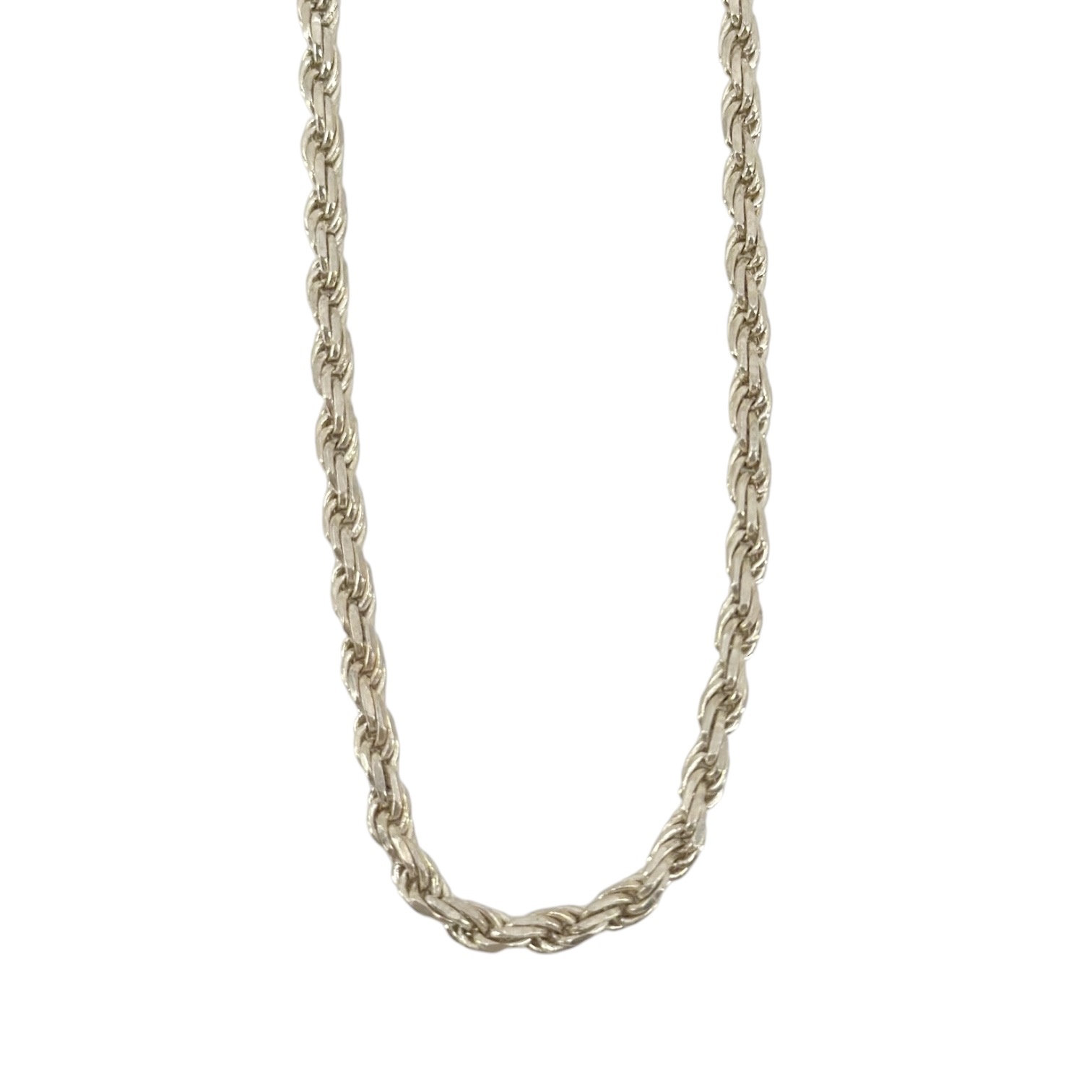 vintage sterling silver rope link chain necklace - GM1057