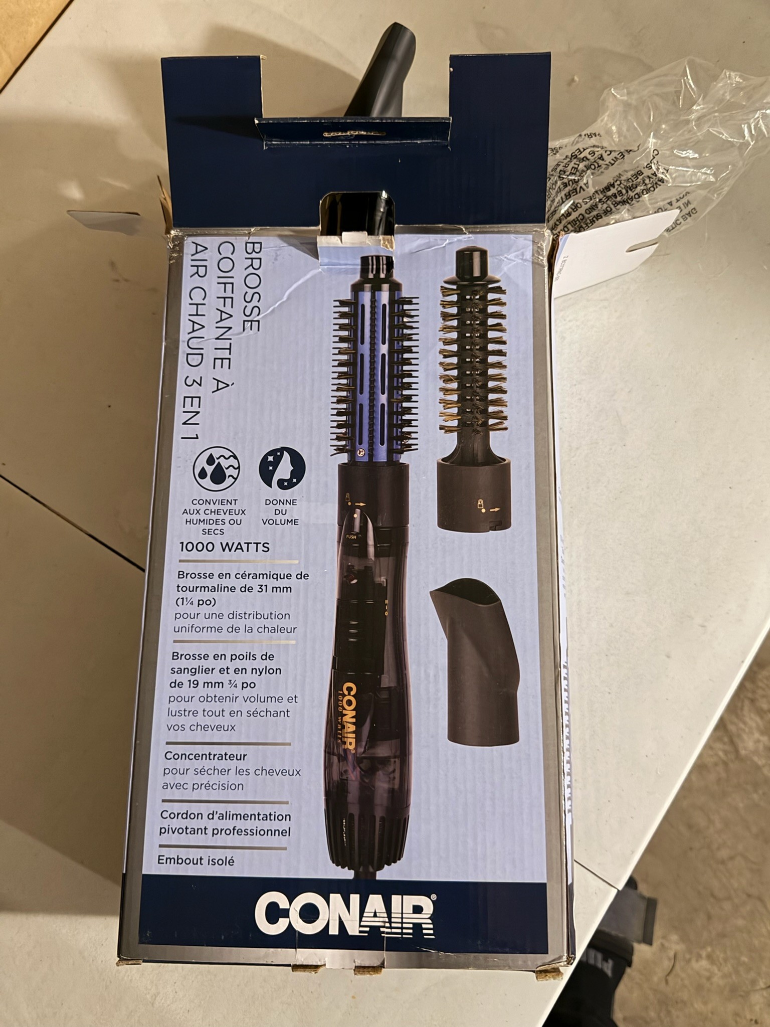 Conair multiattachment hot air brush 1000 watts