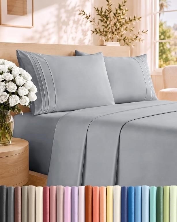 Full Sheet Set 4-Pc Breathable Cooling Dark Grey