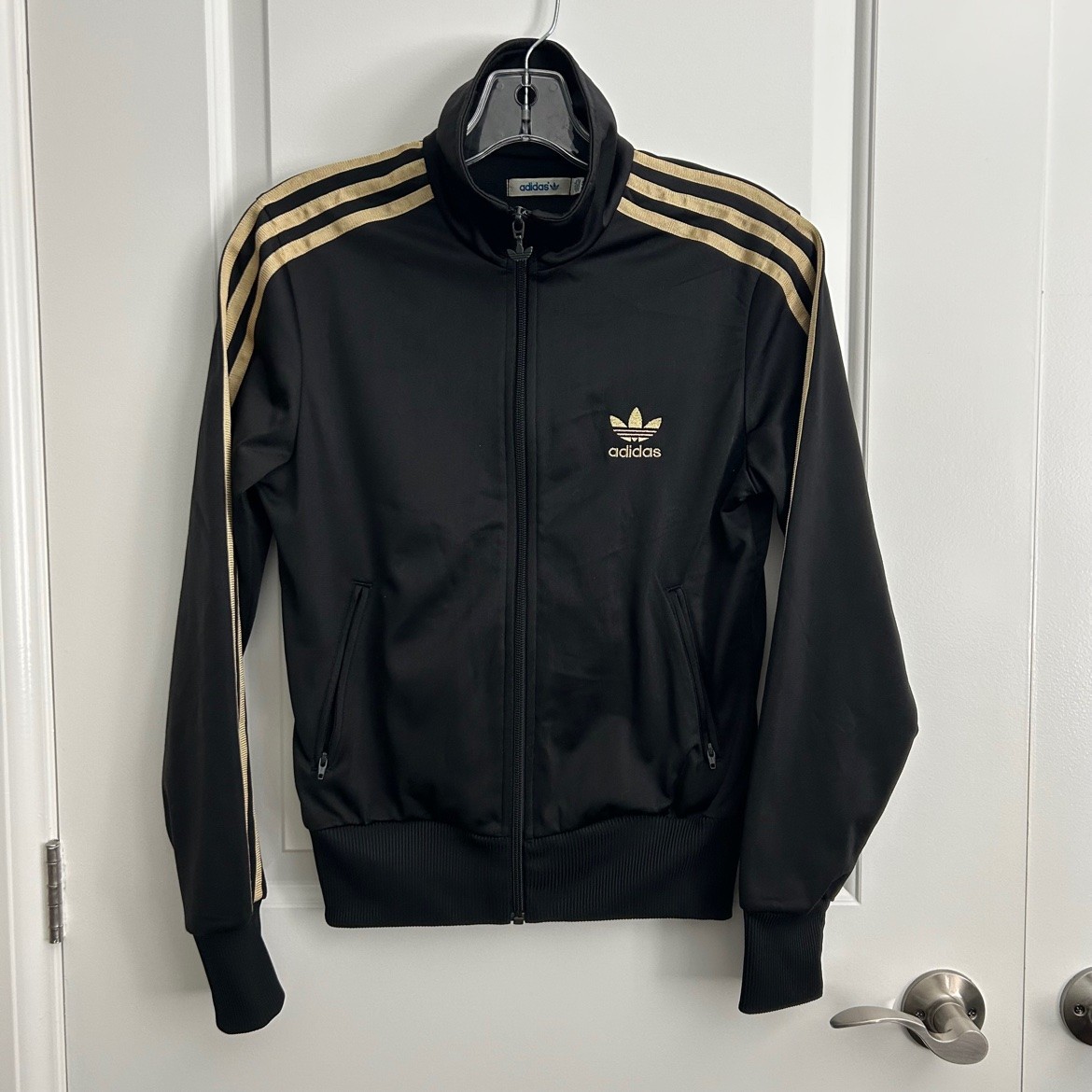 Adidas Firebird Track Jacket Black & Gold – S, Like New