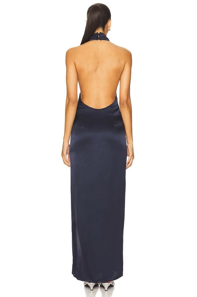 Revolve Navy Blue Backless Halter Dress, XS - photo 2