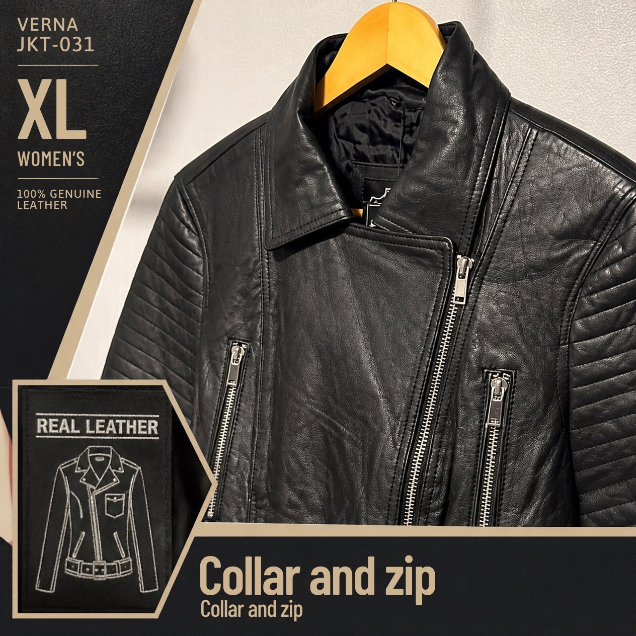 JKT-031 — Women's Verna leather jacket — brand new, size XL - photo 3