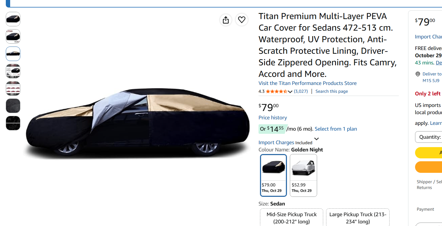 Titan Premium Multi-Layer Sedan Car Cover Suitable most Sedans - photo 2