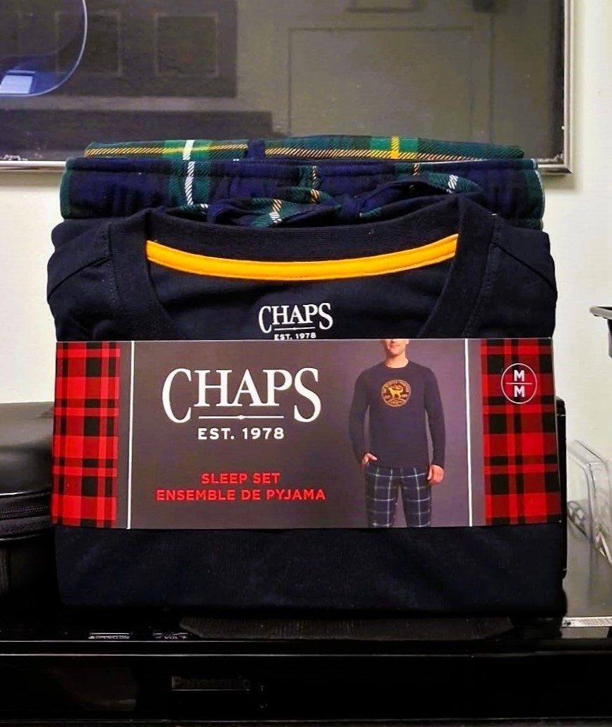 Gift for Him Chaps Men's 2-pc Sleep Set Blue L/S Top Med. NWT