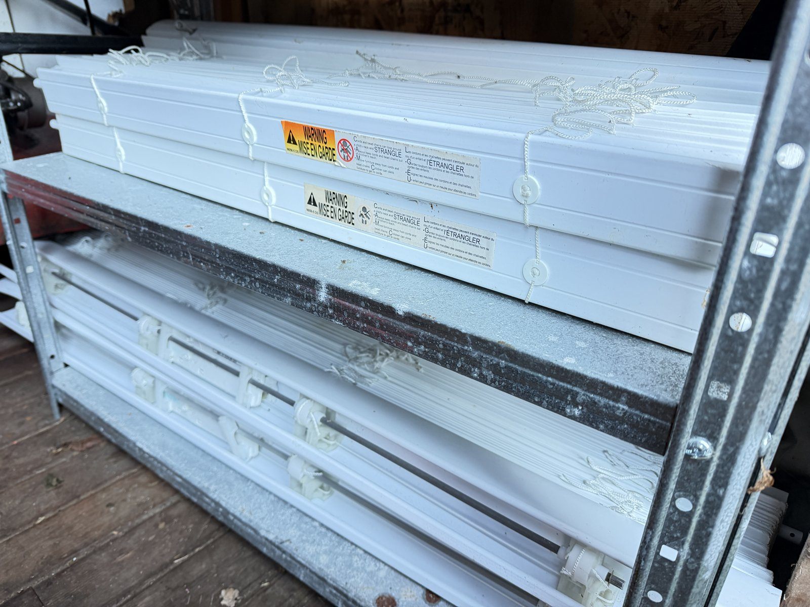White Horizontal Window Blinds – Home Depot, $5 Each