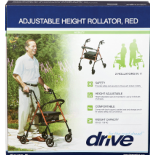 Drive Medical Adjustable Rollator - 6" Wheels, Red (Unused) - photo 2