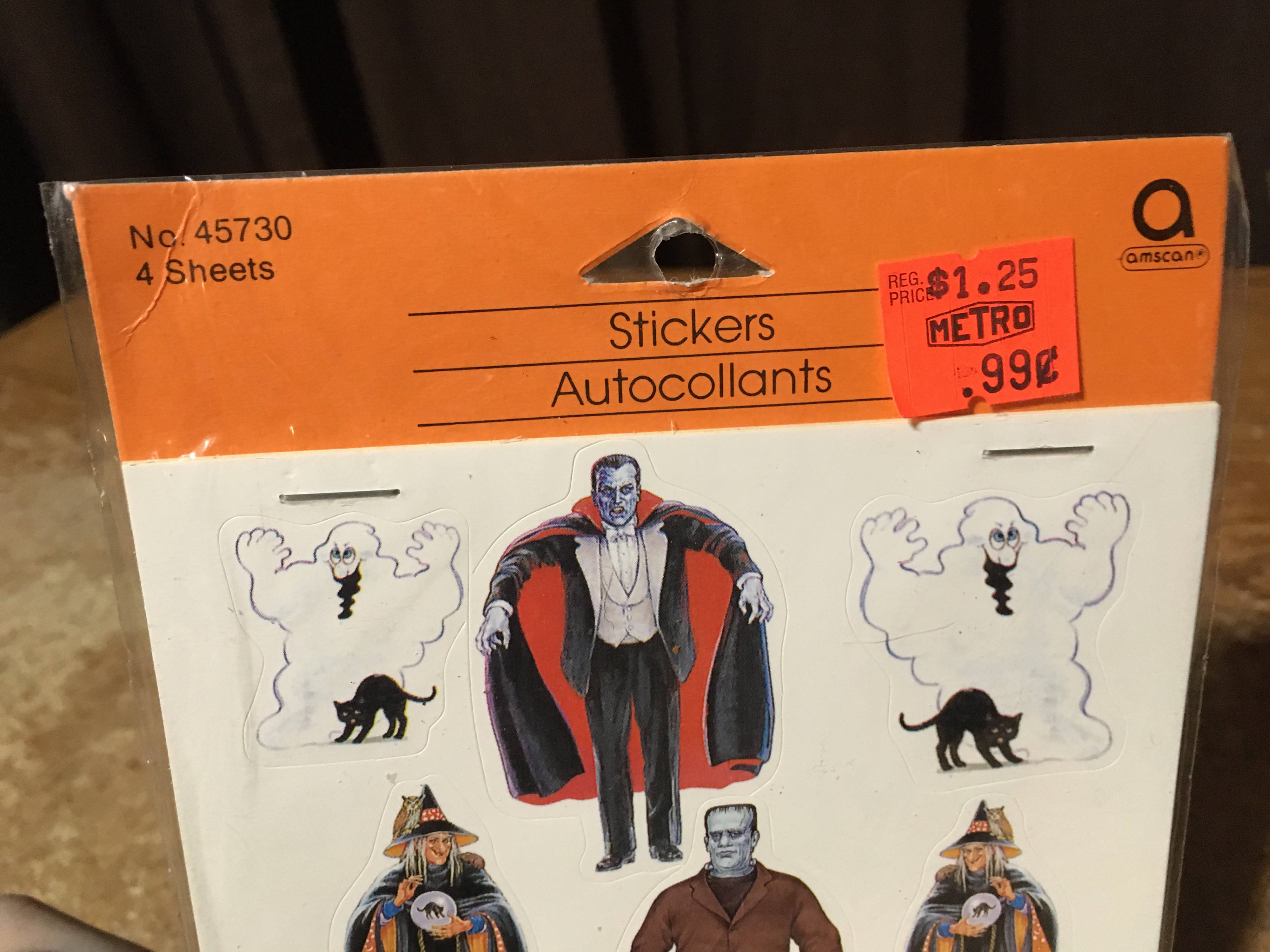 VINTAGE AMSCAN HALLOWEEN MONSTER DRACULA FRANKENSTEIN STICKERS - photo 2
