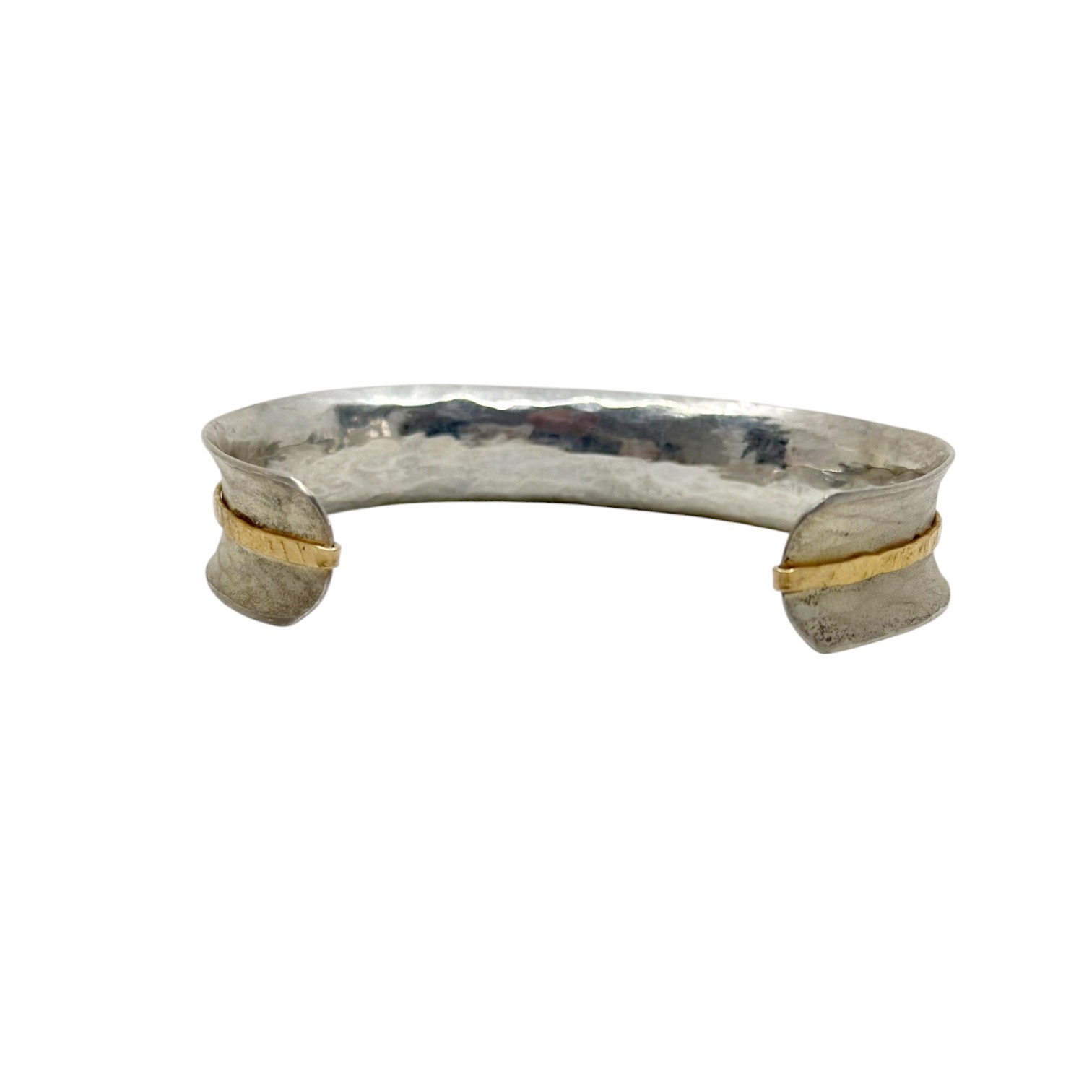 Hand made 12k gold filled sterling silver hammered cuff bracelet - photo 4