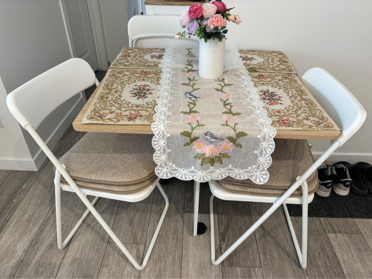 Drop-Leaf Folding Dining Table + 4 Chairs