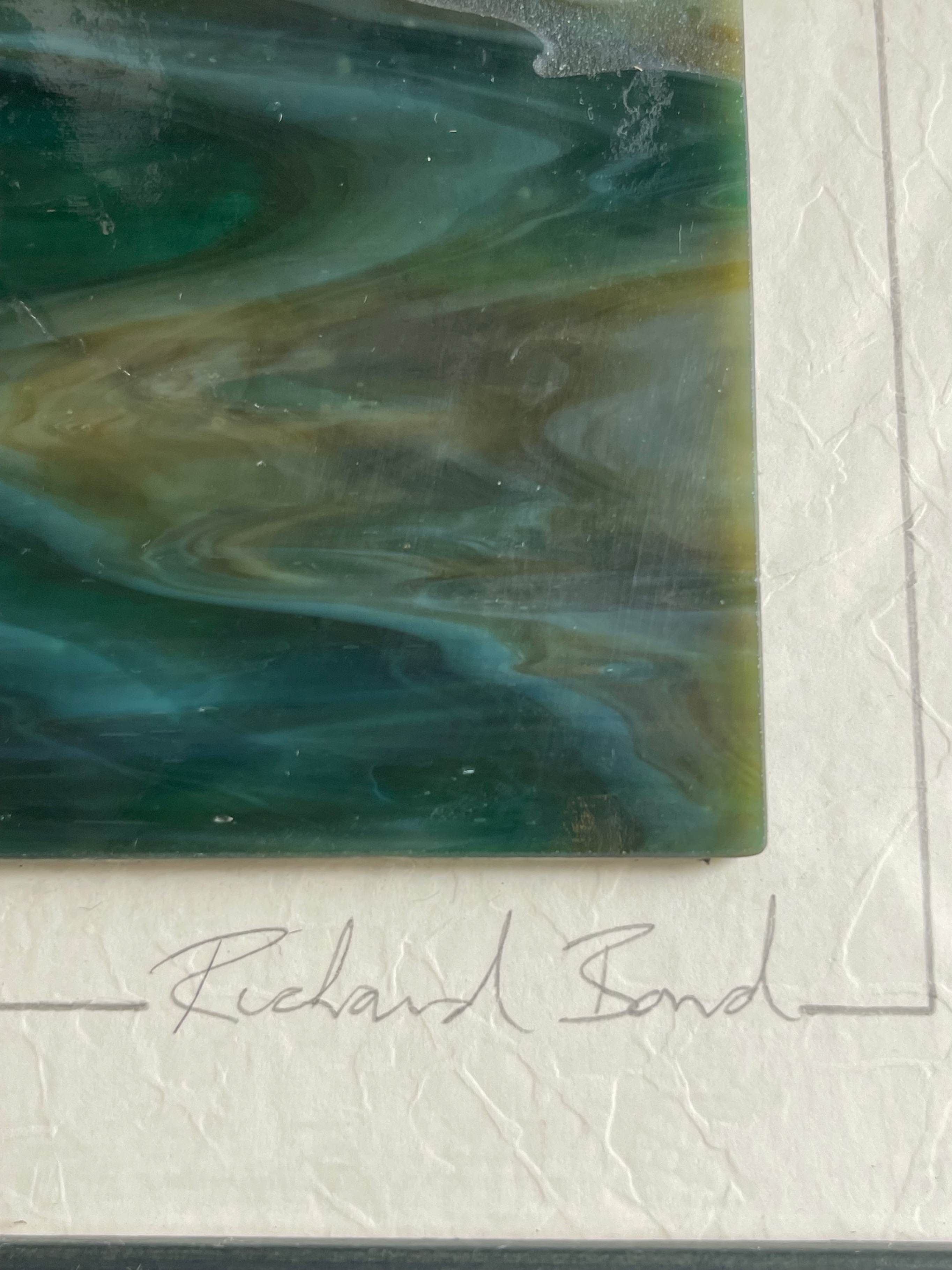 Original Richard Bond Sandblasted Glass Landscape Art-Pine Trees - photo 2