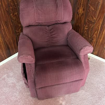 Burgundy Upholstered Motorized Recliner Chair