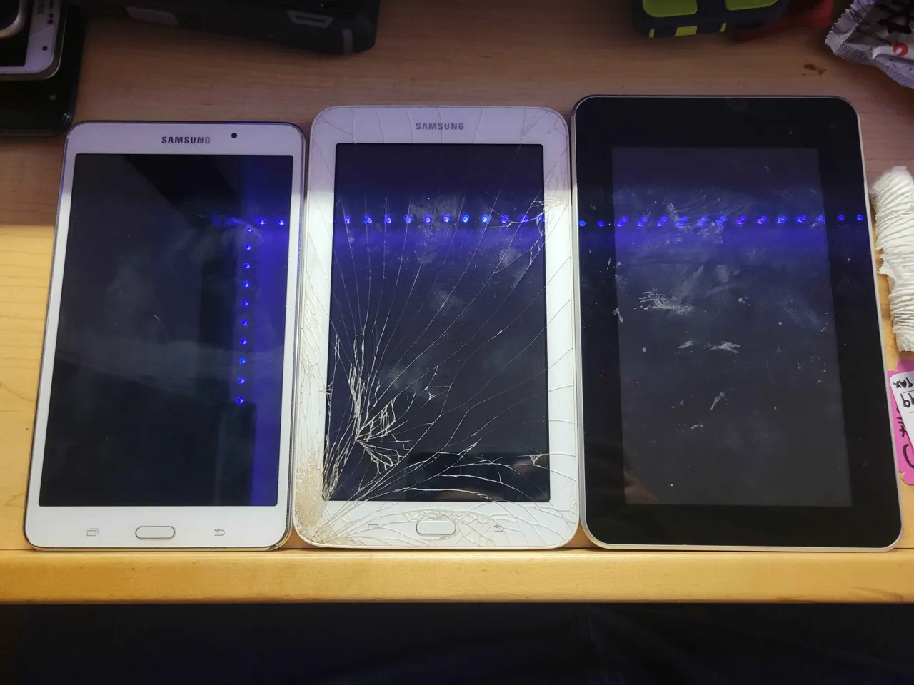 Tablet lot, lot of 2 Samsung and 1 Acer, for parts or repair