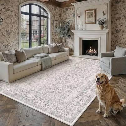 8x10 Area Rug Beige/Brown, Washable, Non-Slip (New)