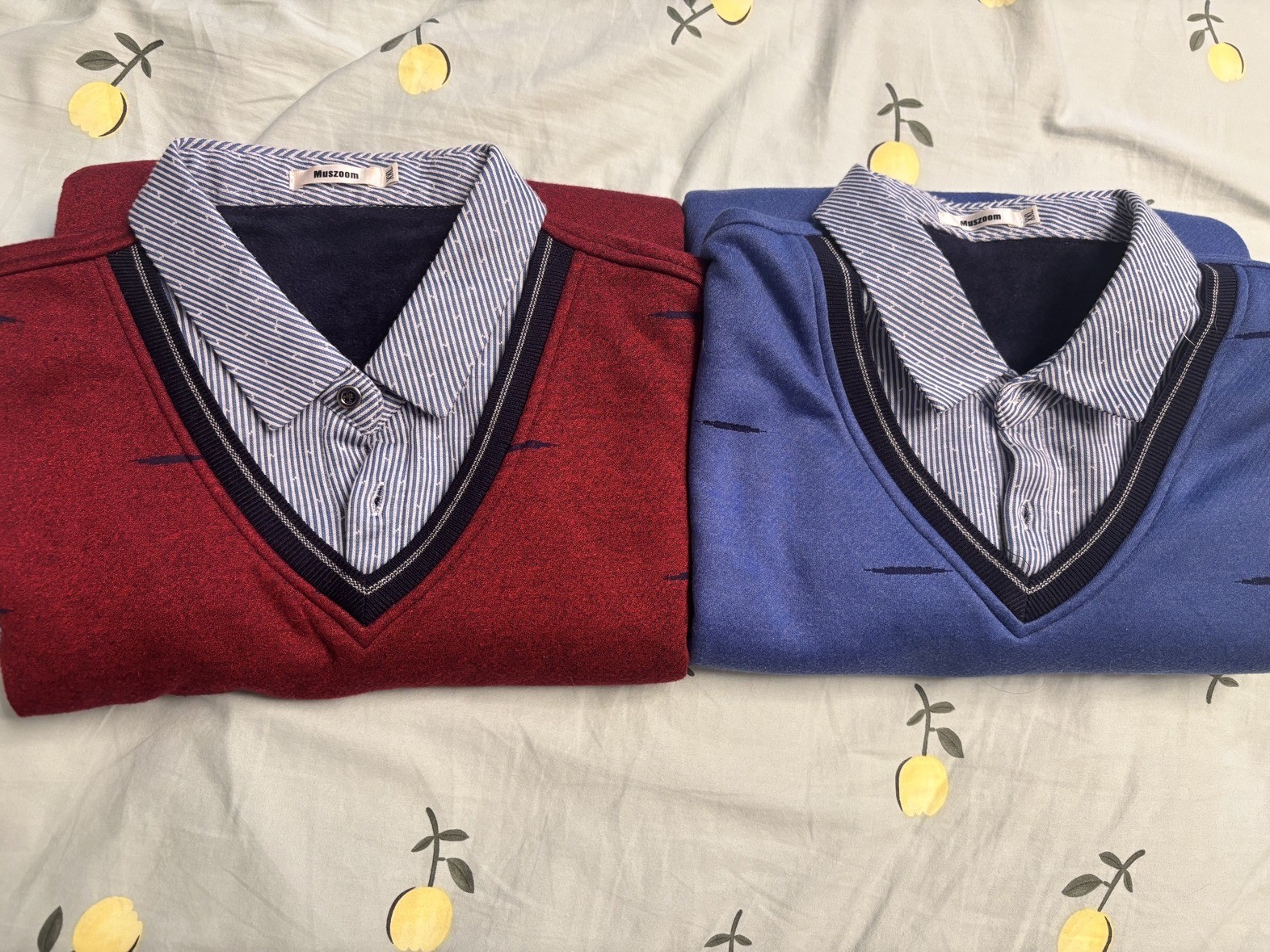 Men's fleece-lined sweaters — XXL, navy & dark red (new) - photo 4