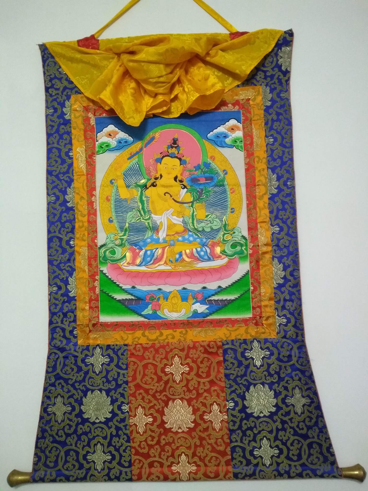 Large Hand-Painted Nepalese Manjushri Thangka - photo 2