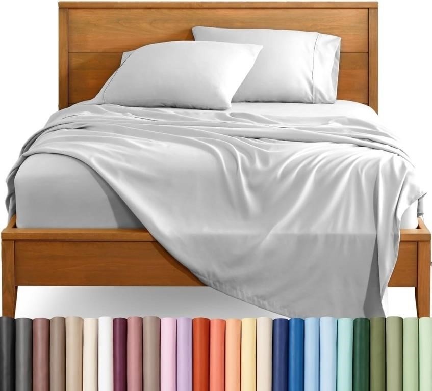Bare Home Queen Sheet Set 4-Pc 1800 Ultra-Soft Light Grey