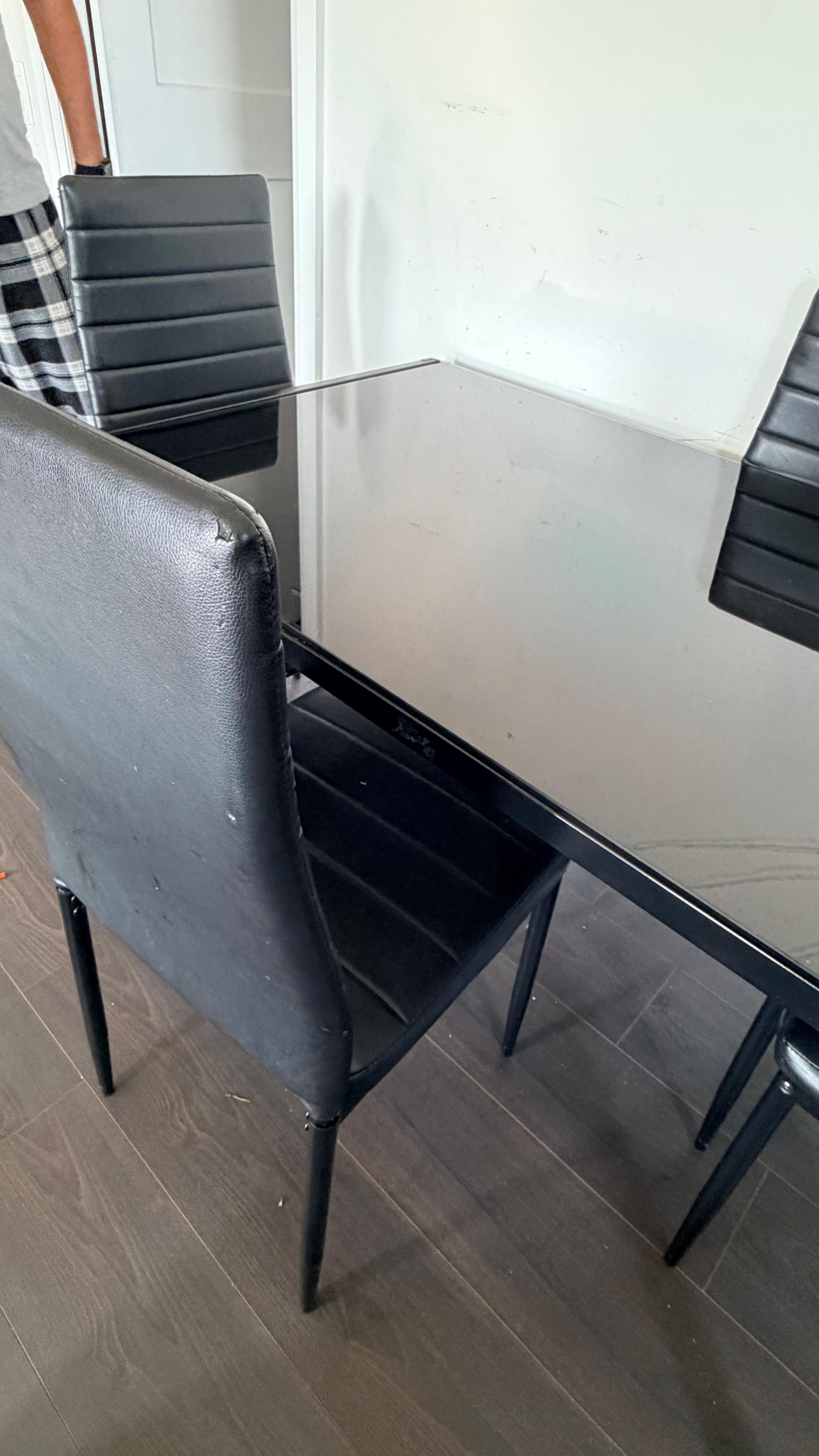 Moving Out Black Glass Dining Table with 4 Chairs - photo 4