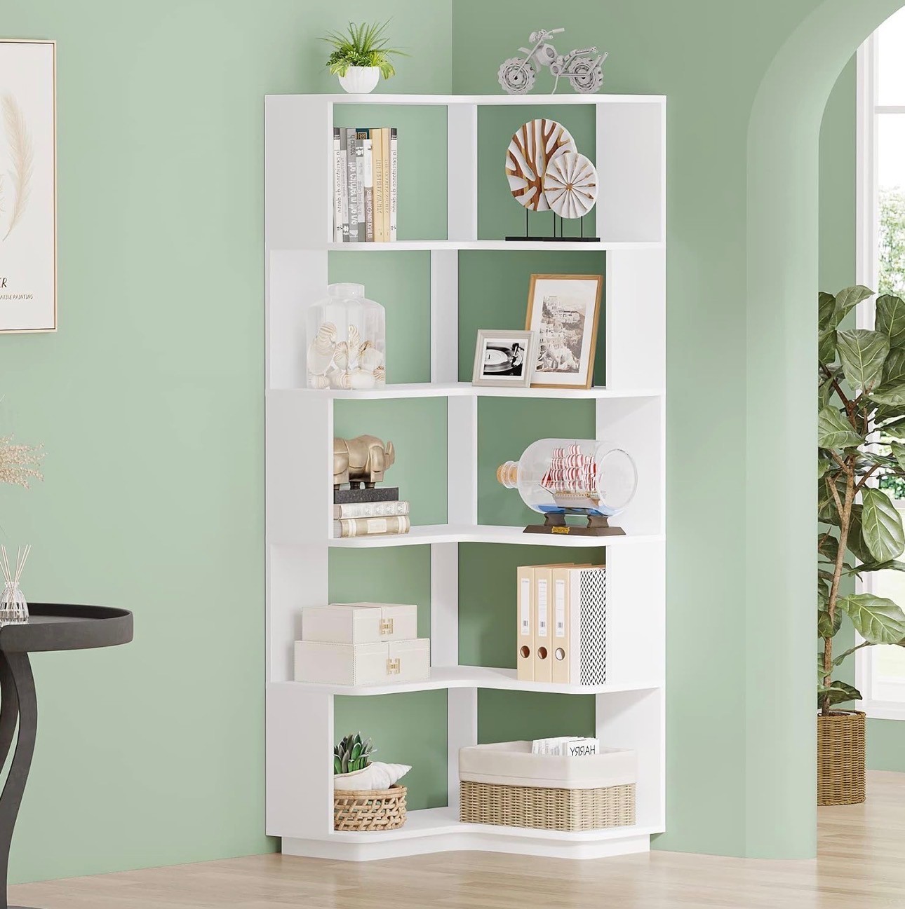 65" White 5-Tier Corner Bookshelf – Brand New - photo 2
