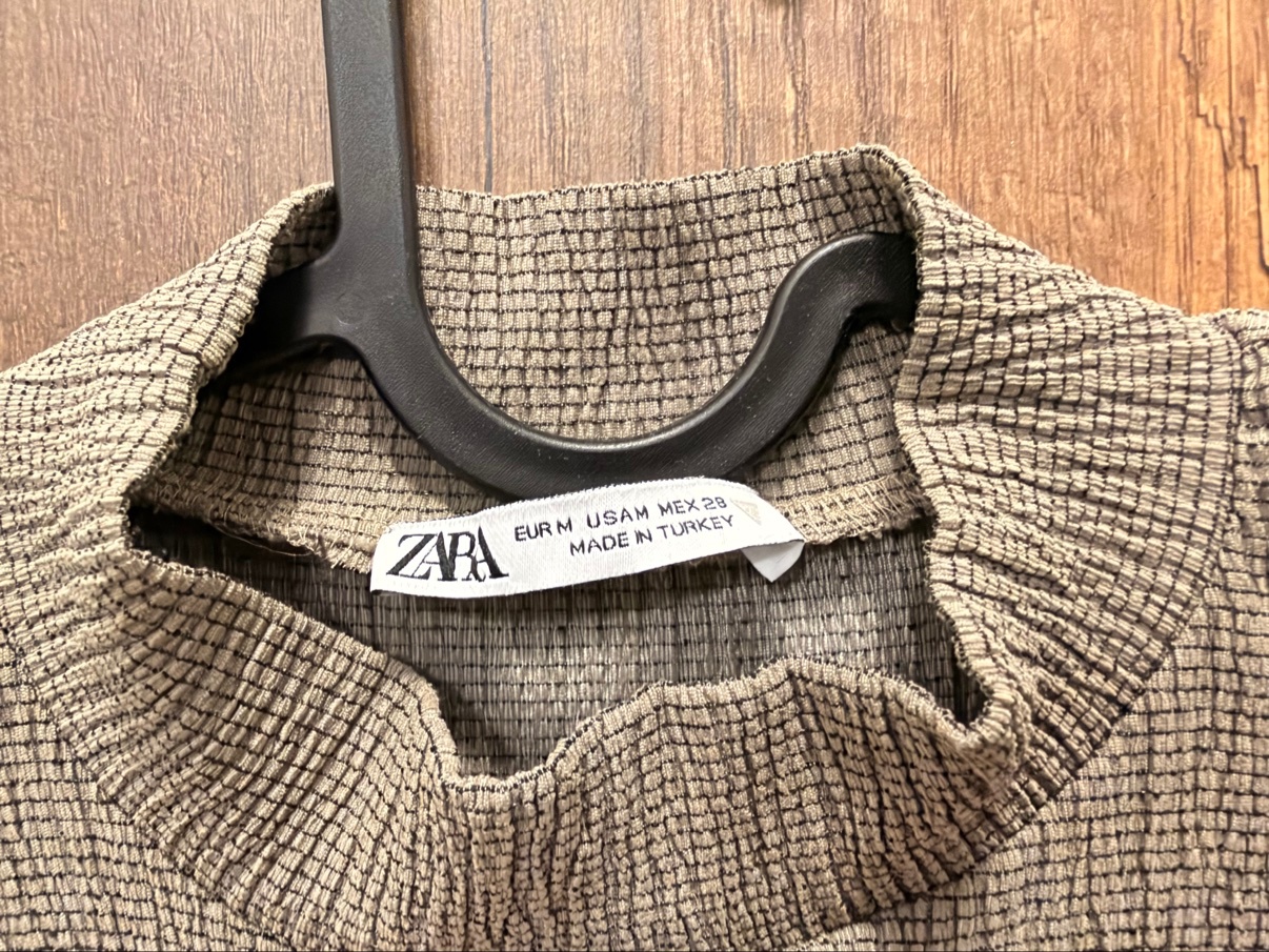 Zara Taupe Ribbed Mock-Neck Top, Size M - photo 3