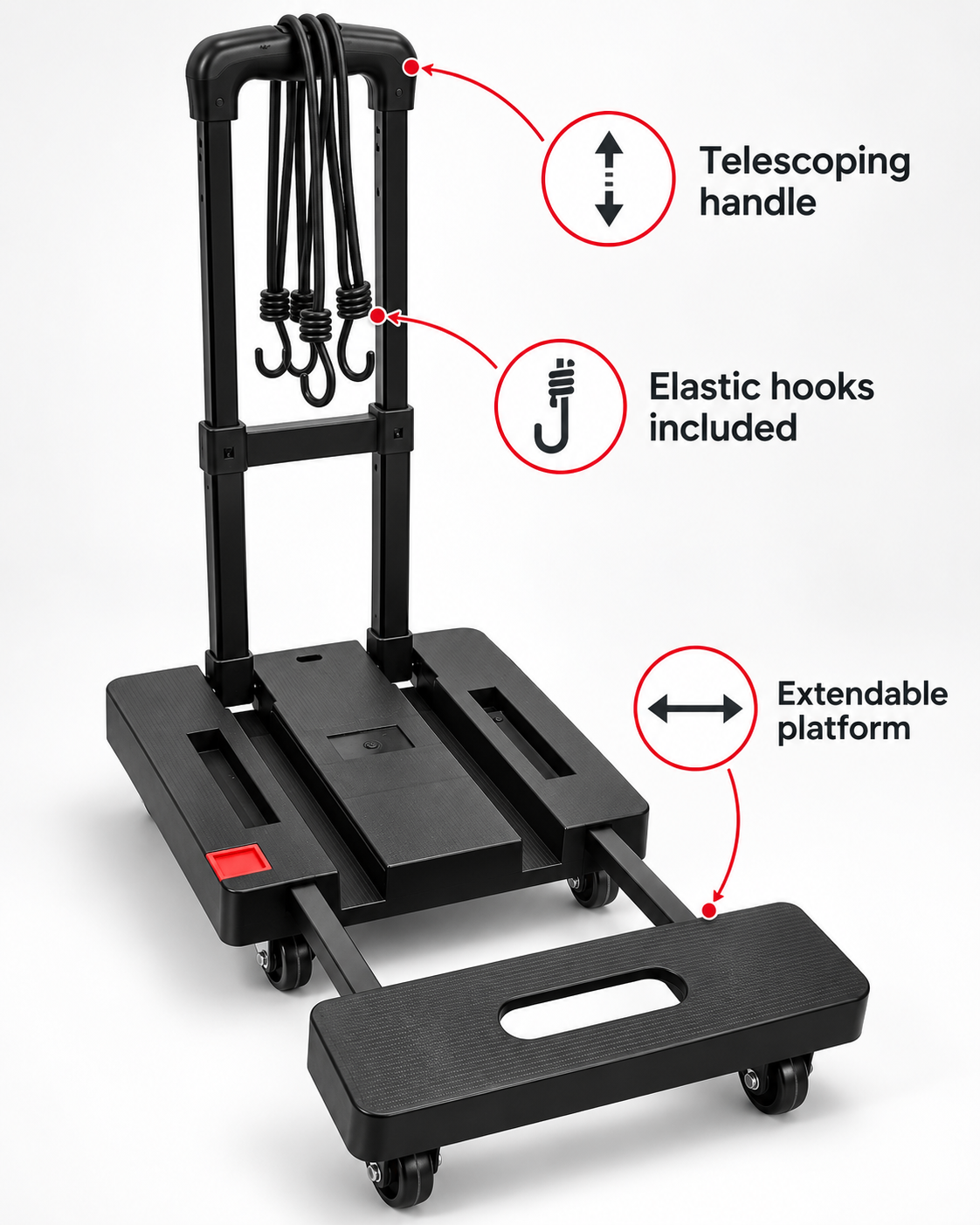Portable Folding Cart / Dolly with Wheels & Elastic Hooks – $25 - photo 3