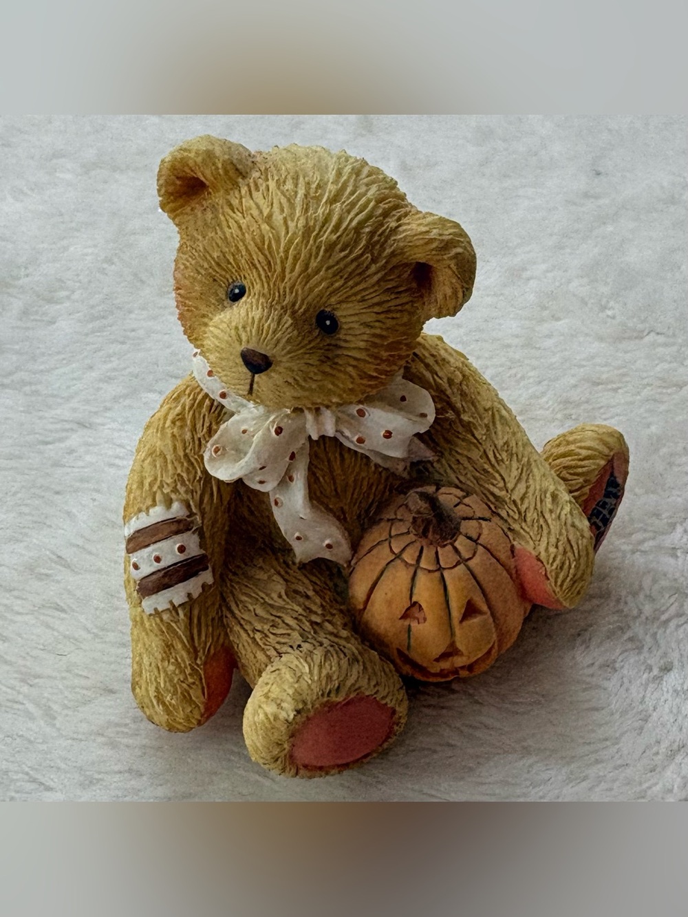 Vintage 93 Cherished Teddies Oscar October Pumpkin Bear Figurine - photo 3