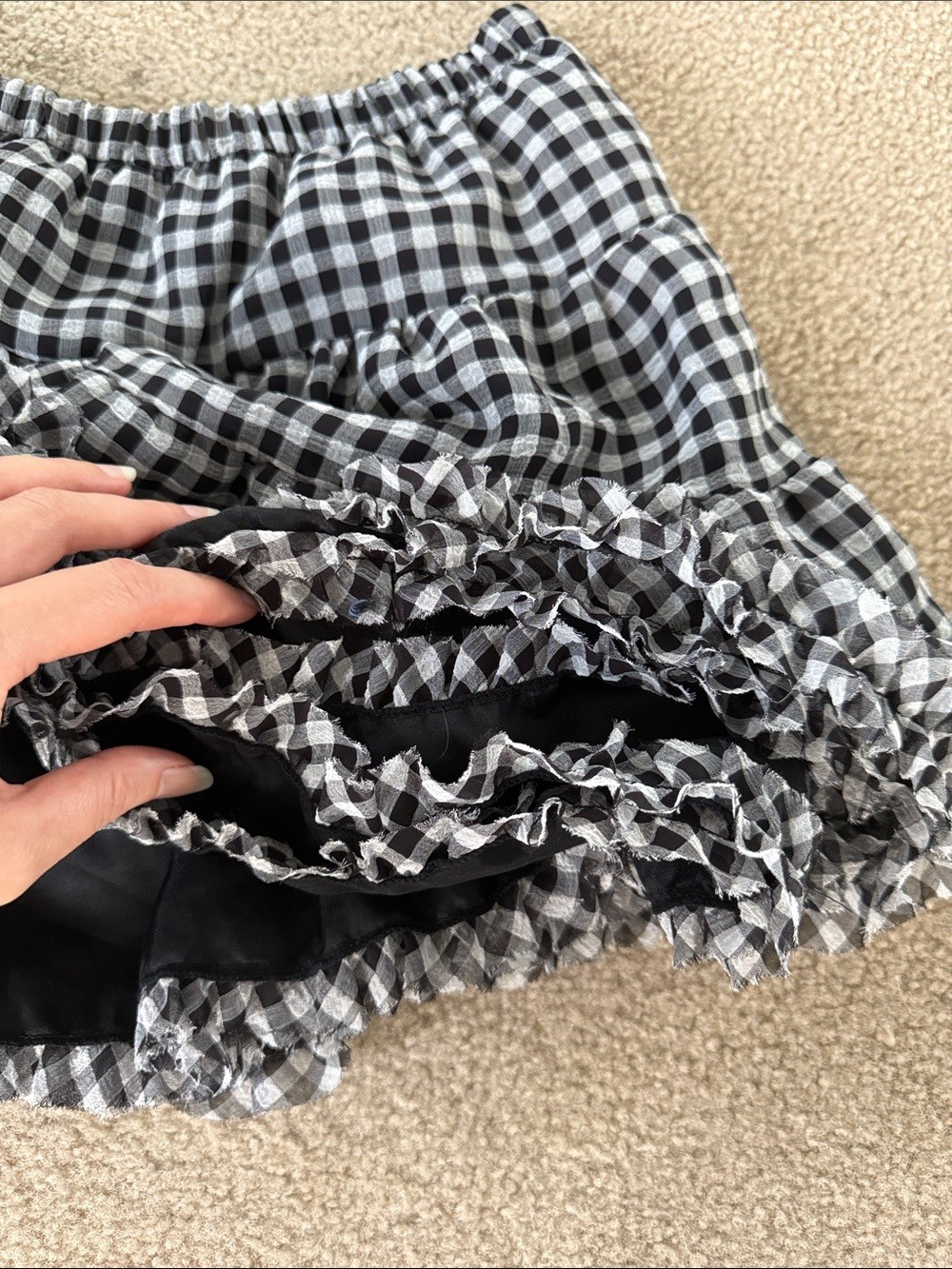 Gingham Tiered Bubble Skirt in Black & White - photo 2