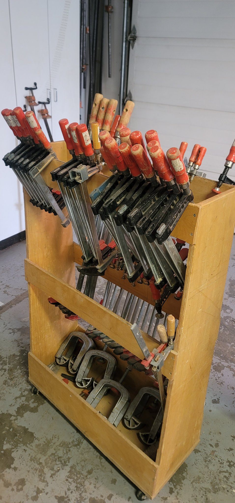 Woodworking Clamp Lot (~60 Bessey Clamps) + Rolling Clamp Cart