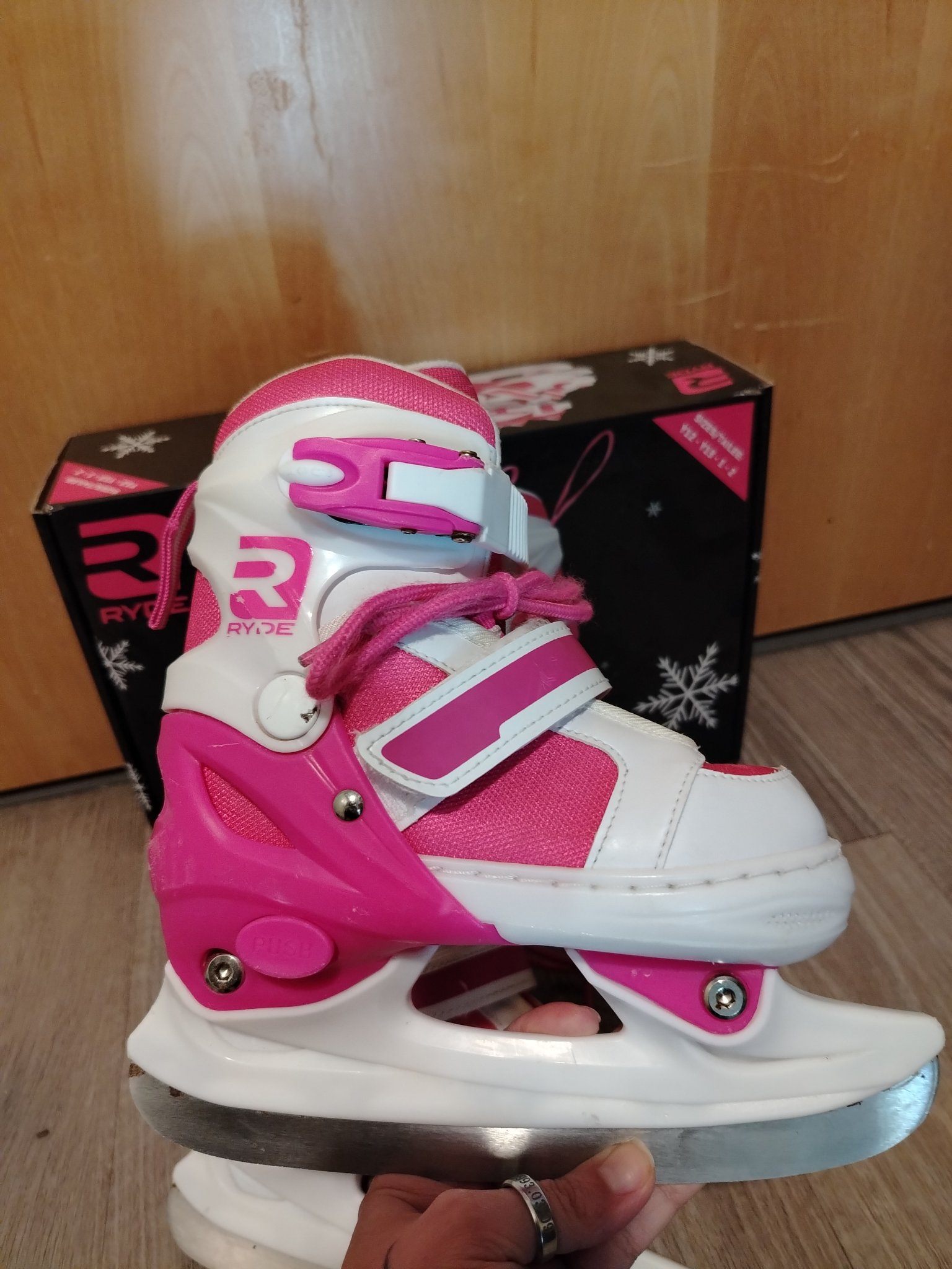 Kids Ice Skates - RYDE Adjustable (Youth Y12-2), Pink/White - photo 5