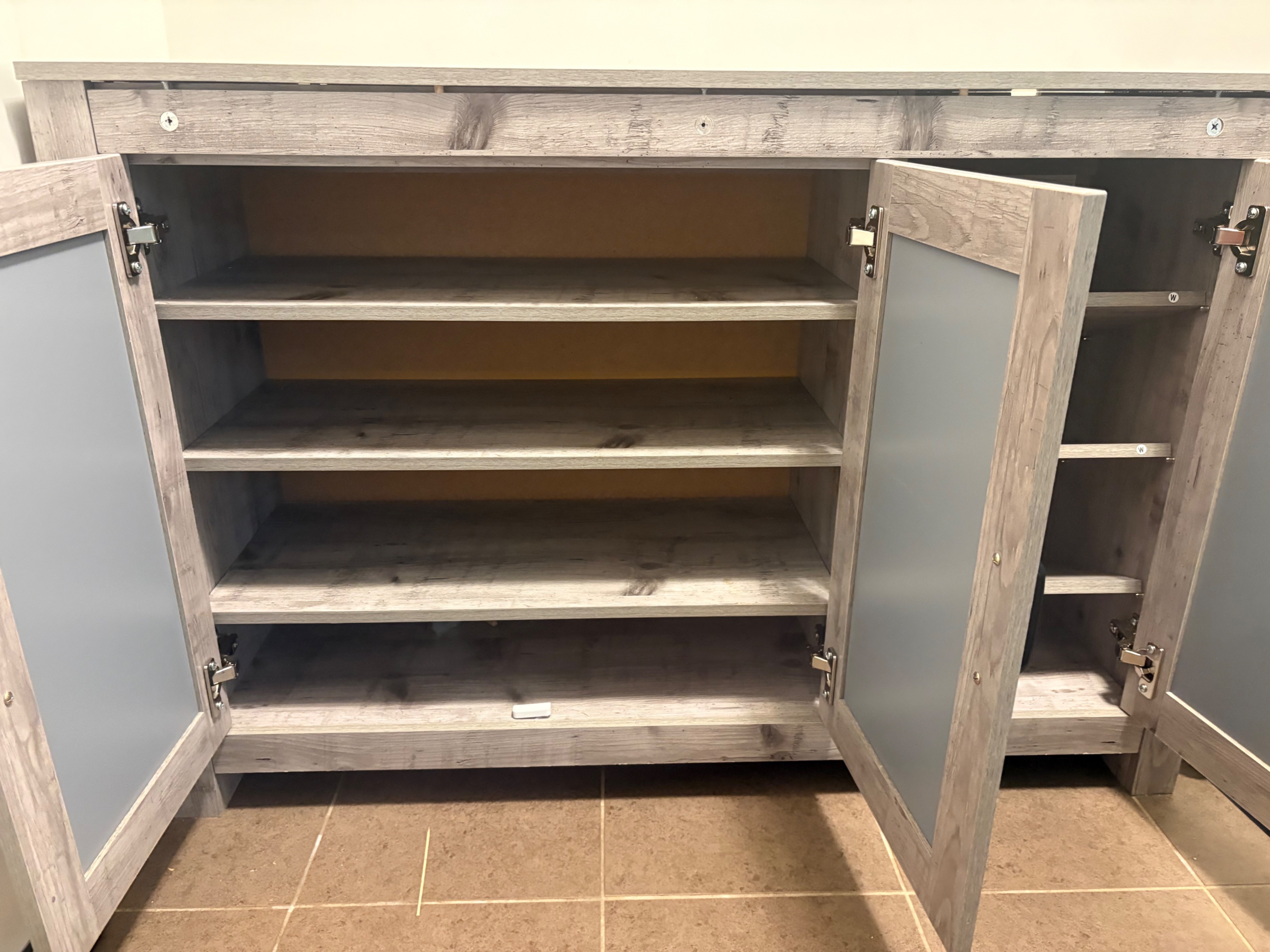 Grey Wood Grain shoe rack with Mirrored Doors - photo 4