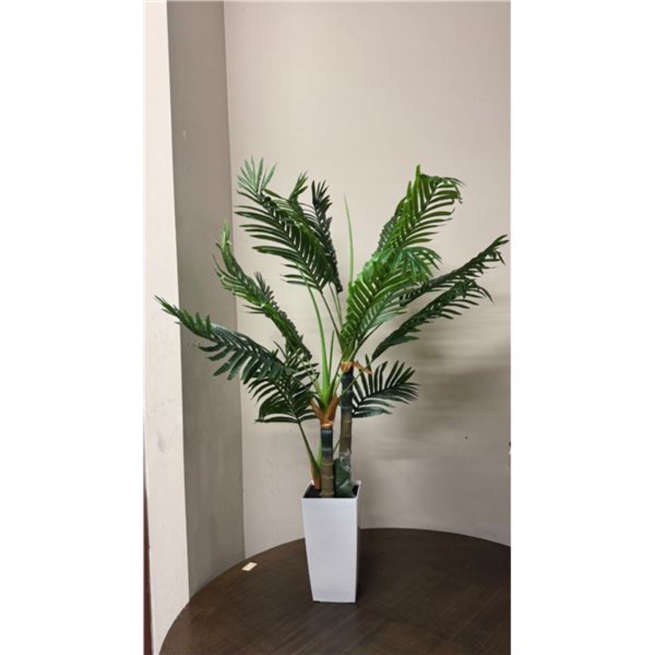 5FT Triple-Trunk Artificial Palm Tree with Tall White Planter - photo 2