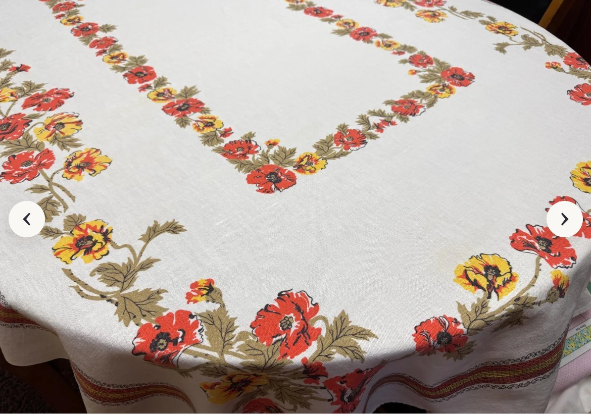 Vintage “Poppy” Style Cotton/Linen Tablecloth, New in Packaging - photo 2