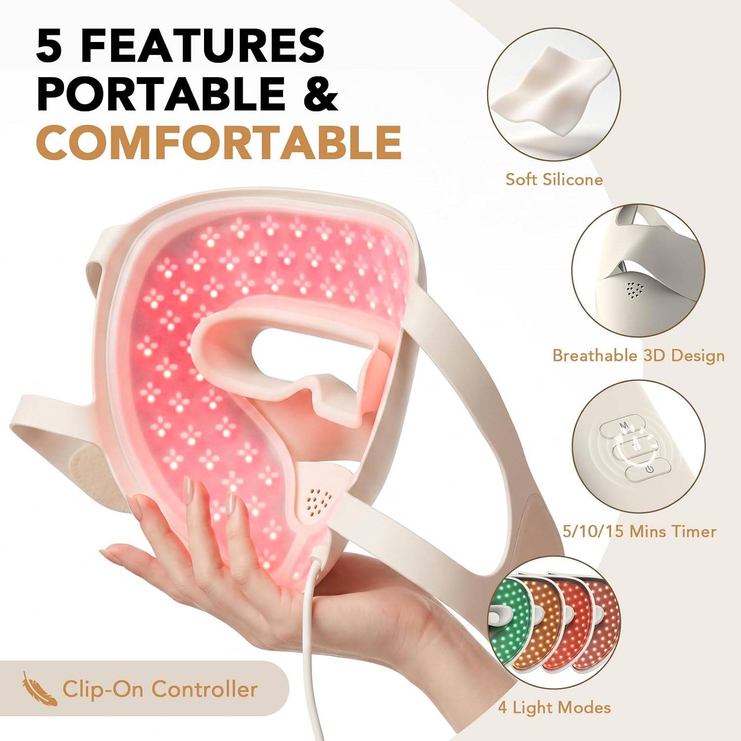 3D LED Light Mask with Breathing Nose Cutout - photo 3