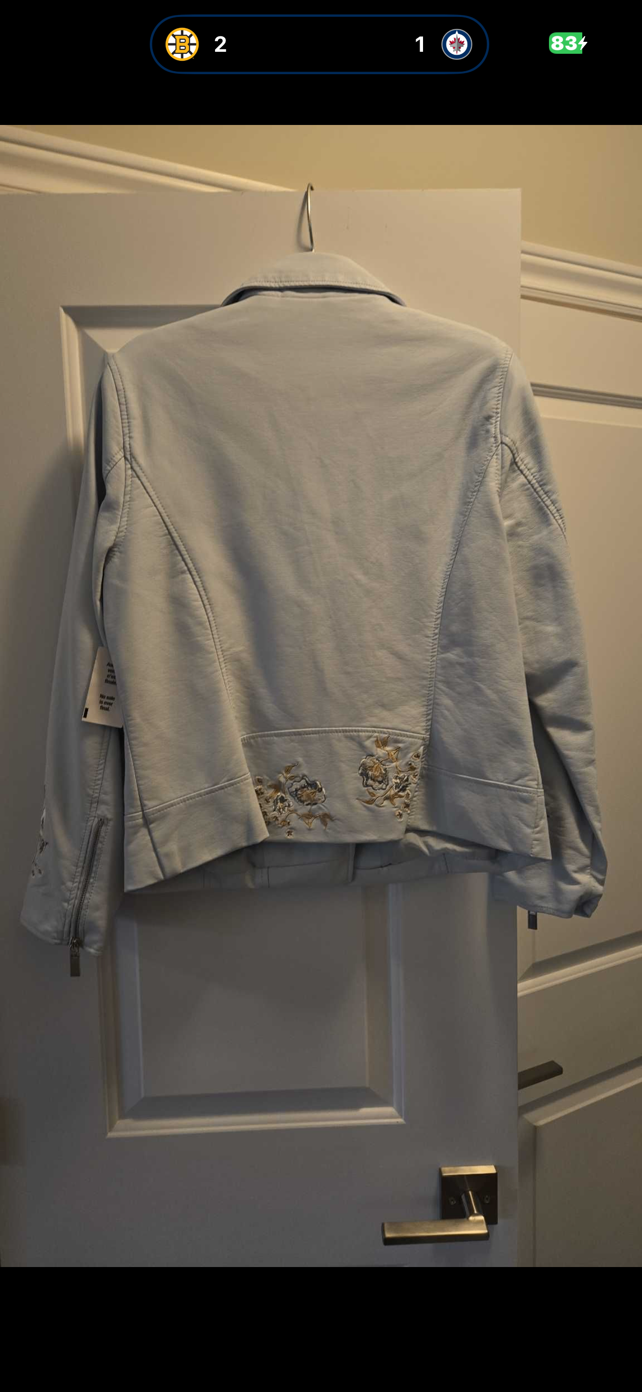 NWT Cleo Petite Embroidered Faux Leather Jacket - photo 5