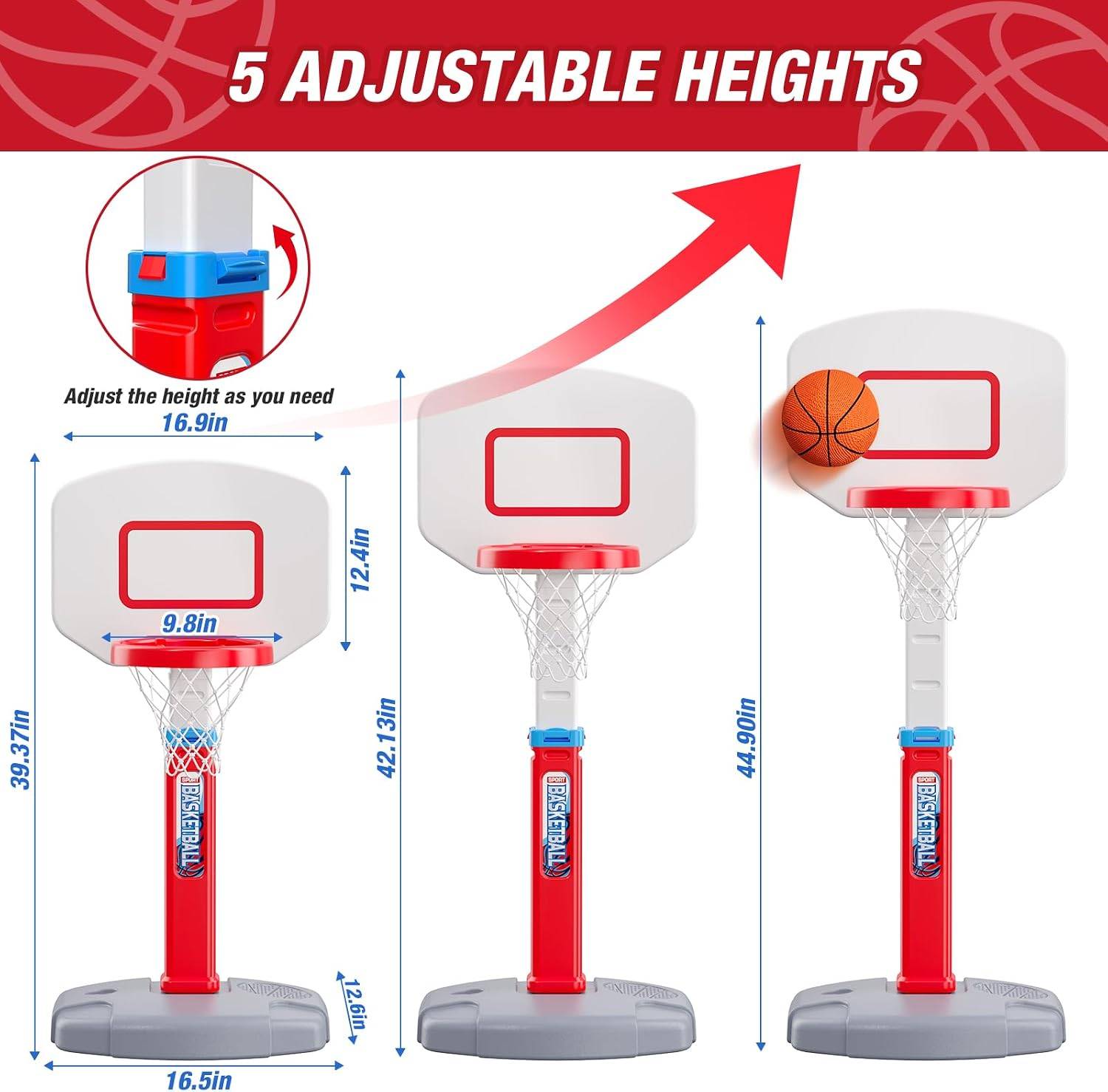 Kids Basketball Hoop, 5 Adjustable Heights - photo 3