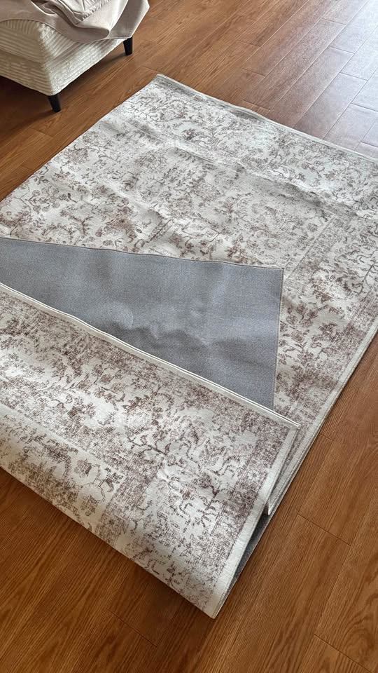 8x10 Area Rug Beige/Brown Washable Non-Slip (New)