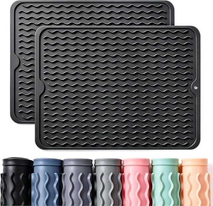 New - Dish Drying Mats - 2 Pack Silicone