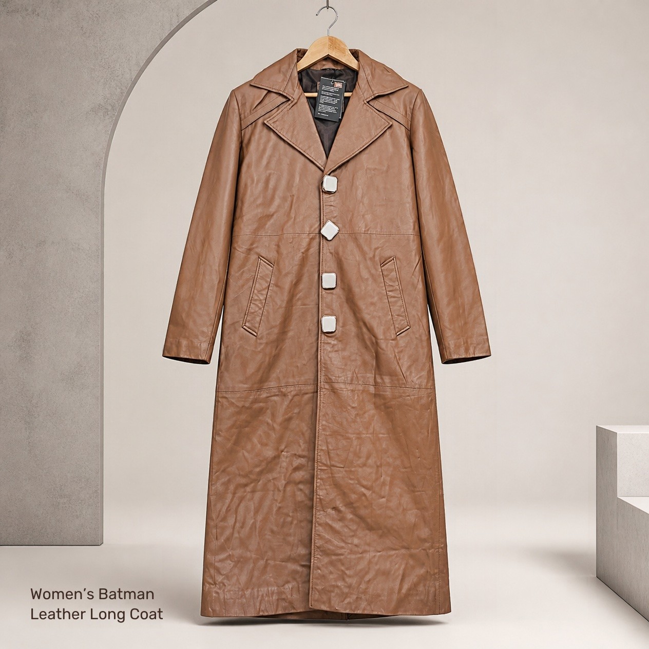 JKT-011 — Women's leather long coat — brand new, size M