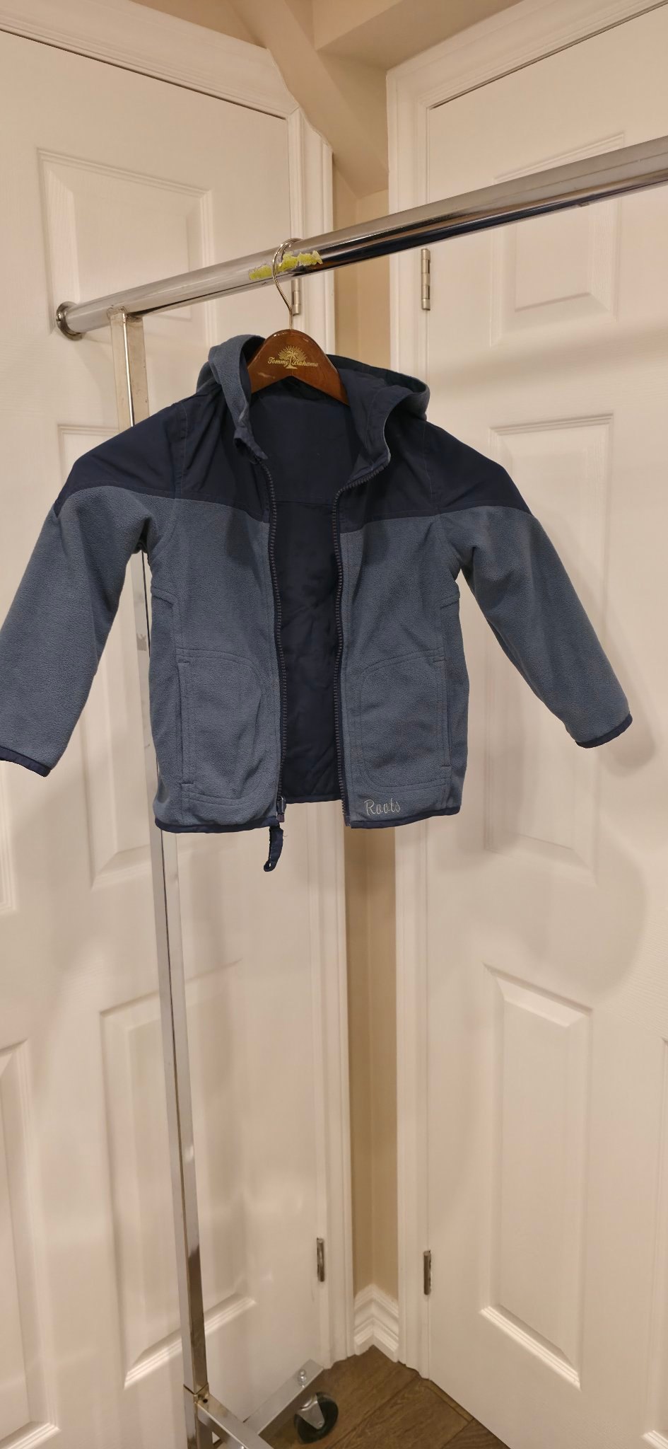 Kids Roots 73 reversible hooded jacket size 5T, navy - photo 3