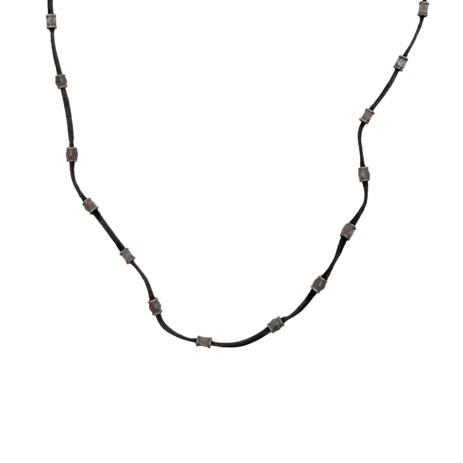 Vintage Sterling silver bead cord necklace - GM1029 - photo 4