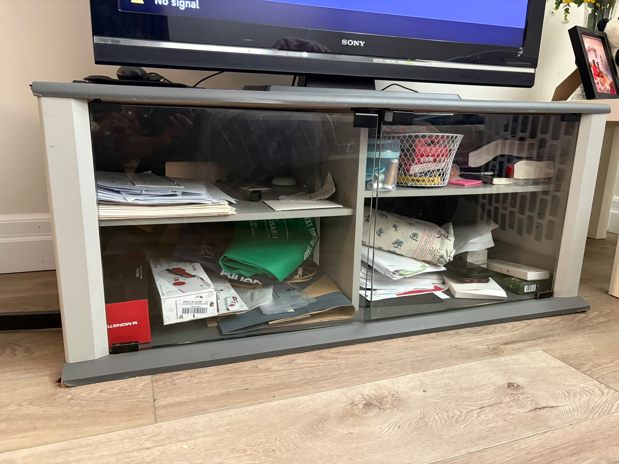 TV Stand with Storage & Magnetic Doors – Moving Sale