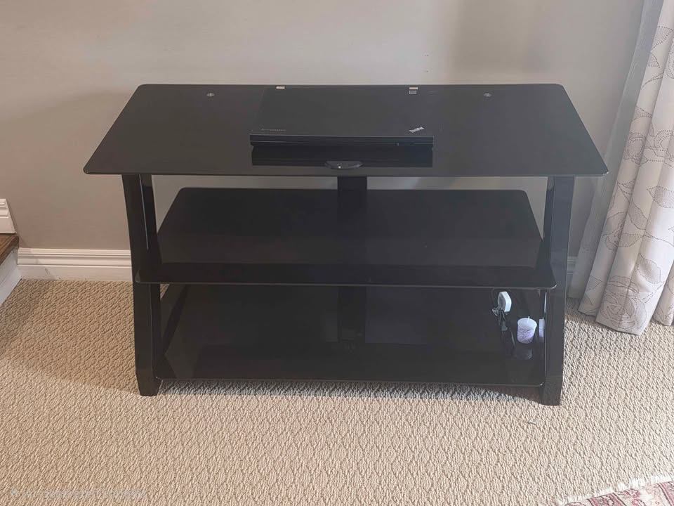 Black Glass 3-Tier TV Stand