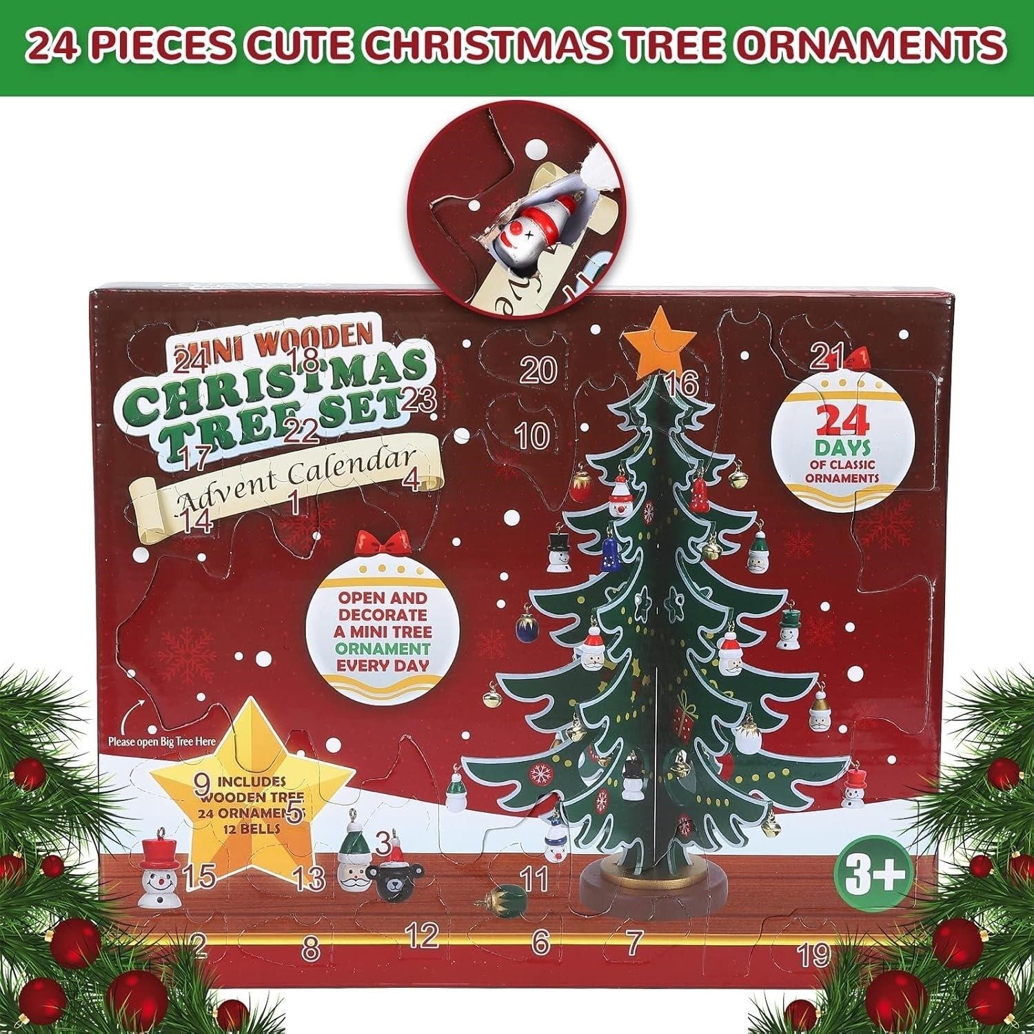 Advent Calendar: mini tabletop wooden Christmas tree set - photo 4