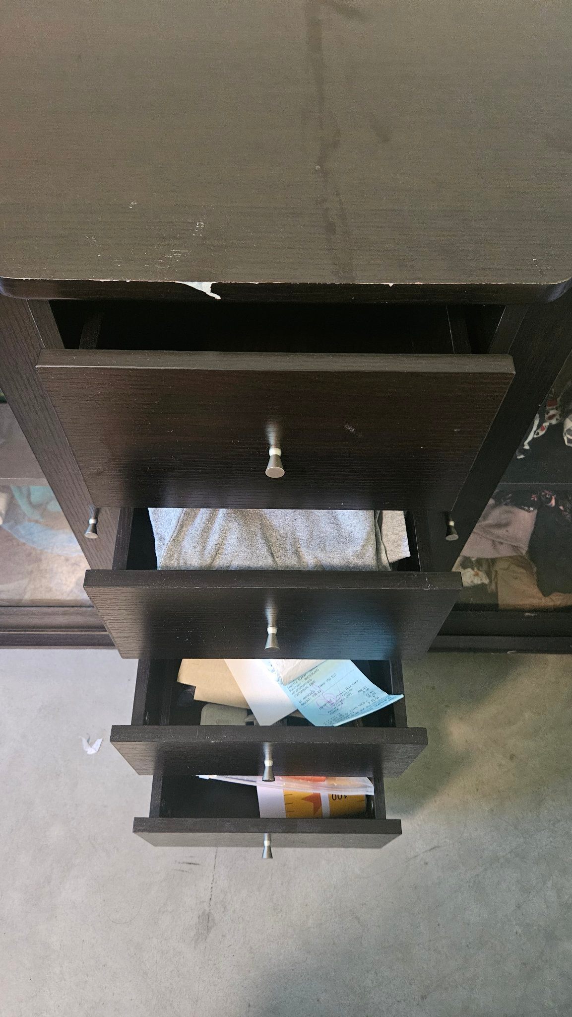 Dark Wood Sideboard with Glass-Door Cabinets (4 Drawers) - photo 4