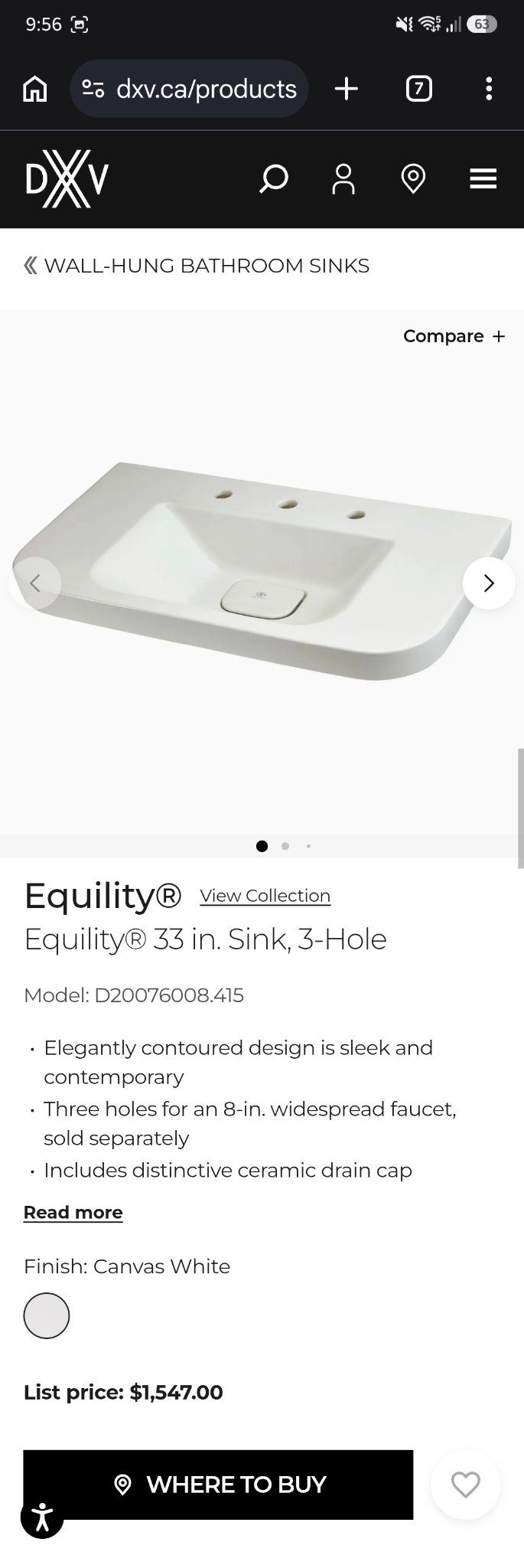 DXV Equility 33" Wall-Hung Sink — New in Box — $550 This Week - photo 3